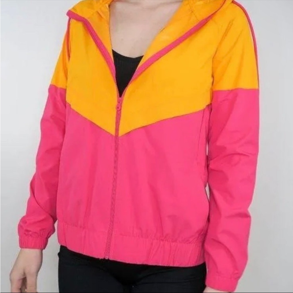 FILA windbreaker jacket in orange and pink size L